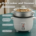 thumbnail image 6 of OVENTE Electric Rice Cooker and Food Steamer – 10-Cup Cooked Capacity (5 Cups Uncooked), Nonstick Removable Pot, Keep Warm Function, Steaming Basket, Measuring Cup & Spatula Included, White RCS01W, 6 of 9