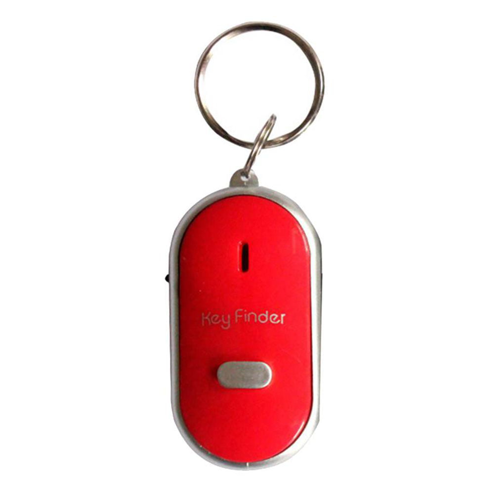 LED Whistle Key Finder Flashing Beeping Sound Control Alarm Anti-Lost Keyfinder Locator Tracker with Keyring White