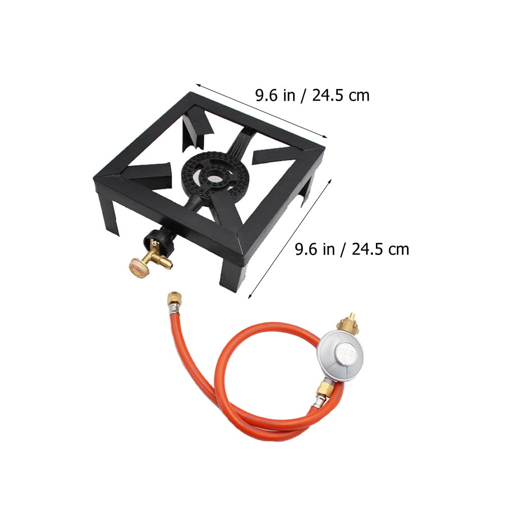 FUTUREORYY 1Set Portable Cast Iron Propane Burner with Hose Regulator for Outdoor Camping Cooking Stove