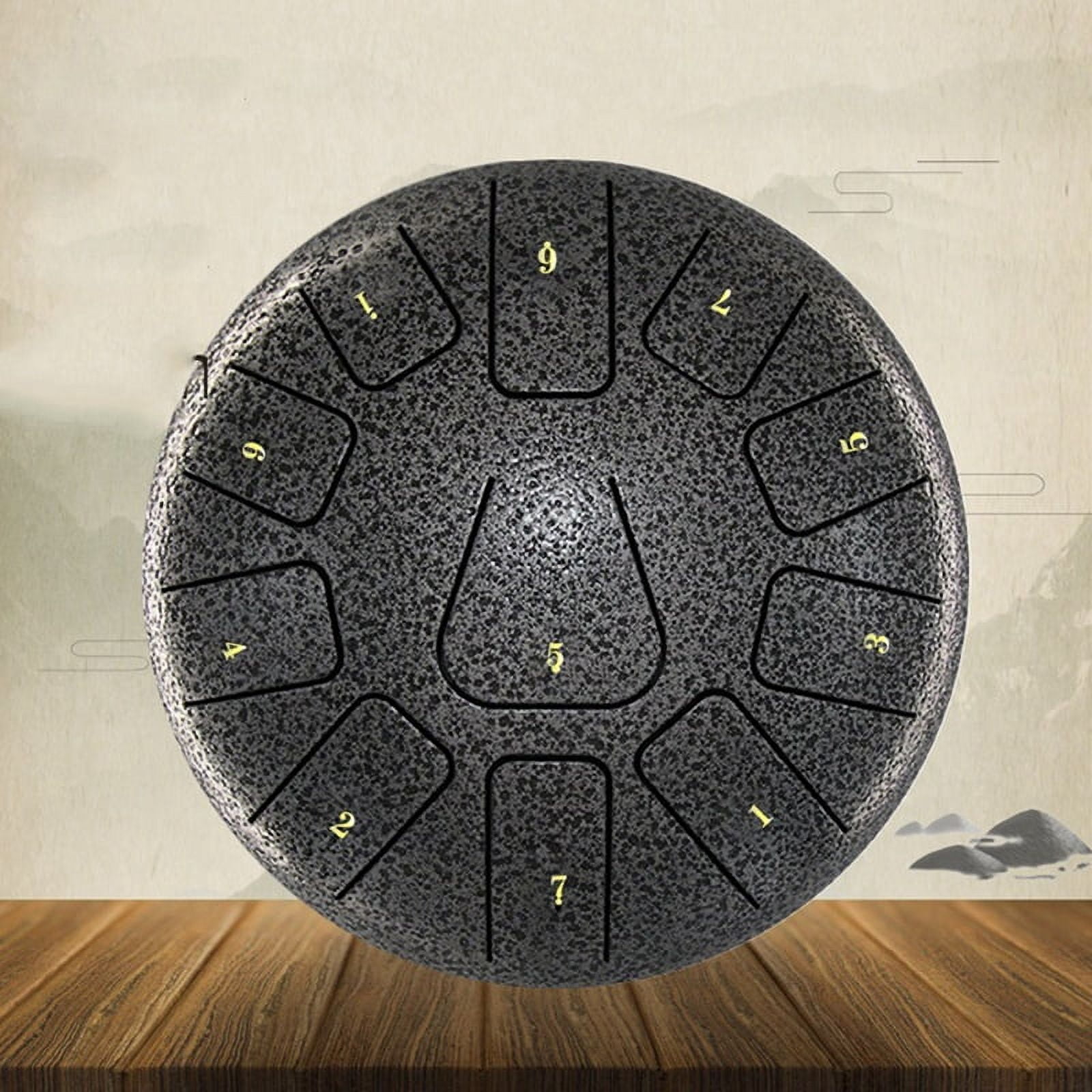 8 Inch Steel Tongue Drum, 11 Note Tambourine with Drumsticks and Finger Picks for Meditations Tambourine Instrument E