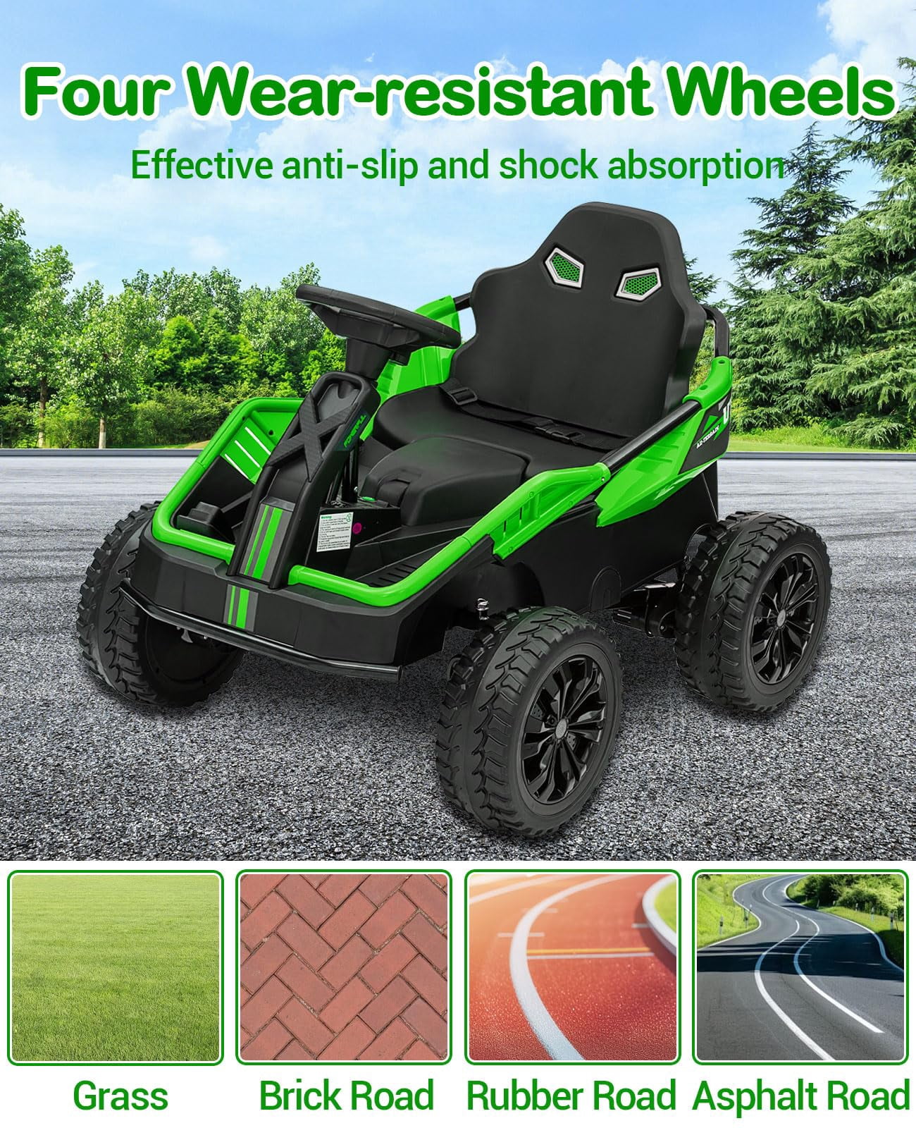 Towallmark 24V Kids Electric Car with Parent Control, 6MPH 200W 4x4 Ride On Car, 4 Shock Absorbers, Wide Adjustable Seat, Music, Wear-Resistant Wheels, 4 Wheeler ATV for Boys Girls Ages 3+