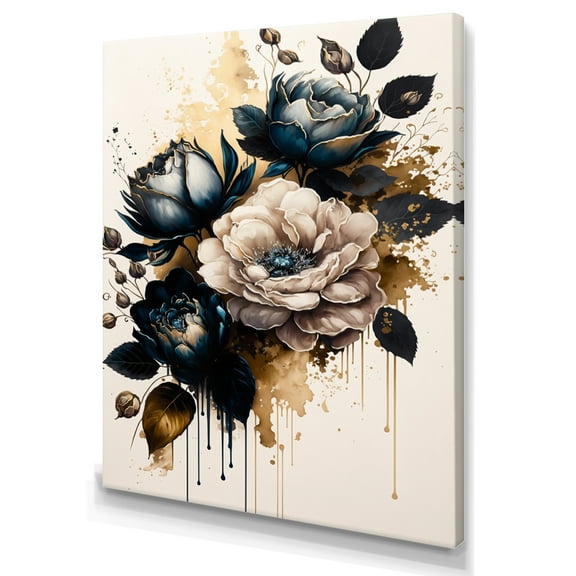 Designart Black And White Rose Design II Canvas Wall Art