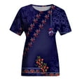 thumbnail image 5 of Wycnly Womens Tops Dressy Casual Breathable Comfy Loose Fit Ladies Vintage Pullover Tshirts Summer Short Sleeve Round Neck Tops Floral Print Blouse Purple l, 5 of 5