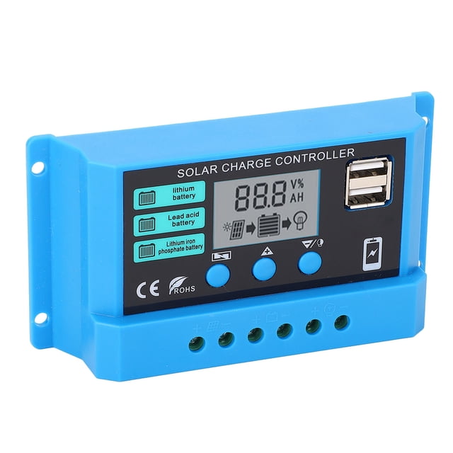 Photovoltaic Solar Controller, PWM Regulating 12V 24V Adaptive LCD Display Solar Controller for Smart Home 10A,20A,30A