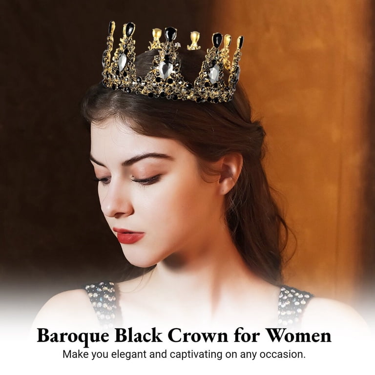 Baroque Black Crown, Vintage Queen Crystal Gothic Princess  display picture 1