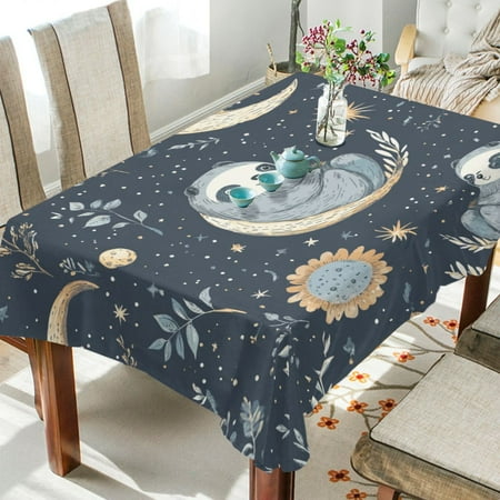 

WOBOGO Illustration Of Cute Sloth in Space Square Tablecloth 54×72in Polyester Fabric Tablecloth Washable Dust Resistant Wrinkle Resistant