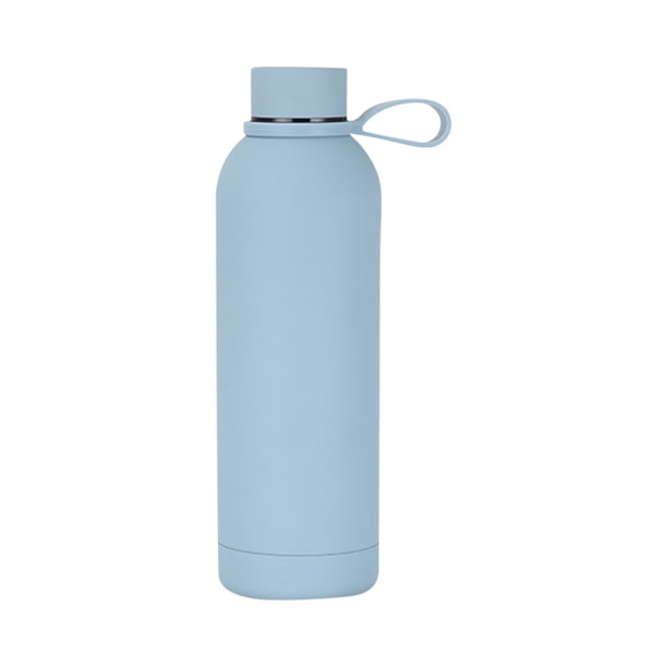Botella de agua portátil para deportes al aire libre, taza aislada de boca pequeña de acero inoxidable con mango portátil, 500ml