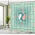 thumbnail image 5 of Ambesonne Japanese Shower Curtain, Dolphin Couple, 69"Wx75"L, Green Pink, 5 of 5