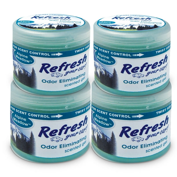 4Pack Refresh Your Car Gel Can 4.5 oz Alpine Meadow Car Air Freshener