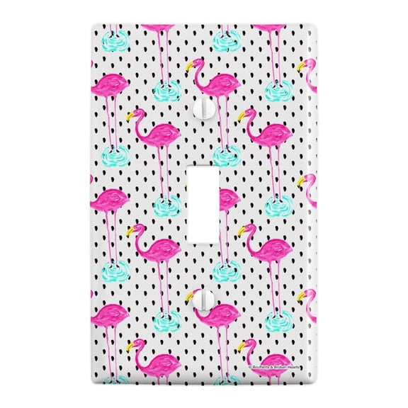 Flamingos Dots Water Plastic Wall Decor Toggle Light Switch Plate Cover