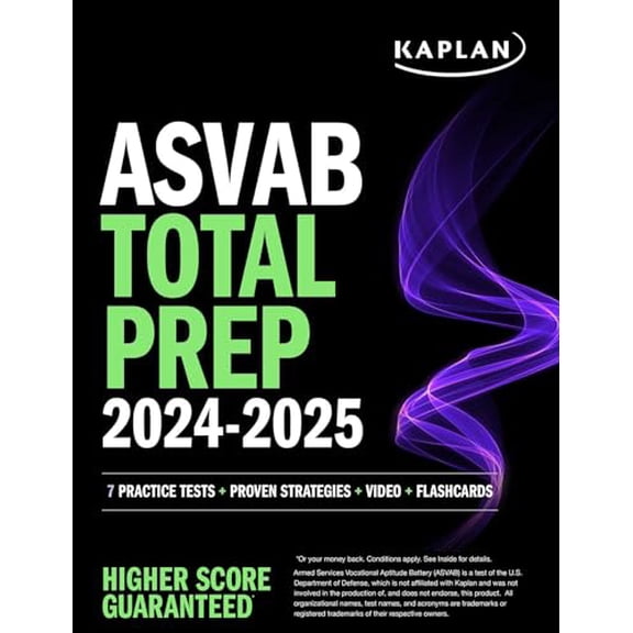 Pre-Owned ASVAB Total Prep 2024-2025: 7 Practice Tests   Proven Strategies   Video   Flashcards (Kaplan Test Prep), 9781506290799, 1506290795, Paperback,