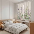 thumbnail image 4 of Flowers Lavender Kitchen Curtains, Retro Cottagecore Blooms Green Leaf Light Filtering Window Curtain Panels, 2Pcs Rod Pocket Window Treatments Set for Living Room Bathroom Bedroom 42x63 Inches, 4 of 9