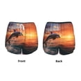 thumbnail image 3 of Pofeuu Sunset Dancing Dolphin B Print Women's Athletic Shorts Running Workout Shorts Tummy Control Quick Dry Gym Shorts with Pockets Double layer sports shorts-Medium, 3 of 7