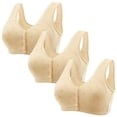 thumbnail image 2 of Gymayou 3 Pack Front Snap Closure Bras for Older Women Full Coverage Comfort Wireless Bralettes Wide Strap Support Bras for Elderly Ladies Beige L, 2 of 5