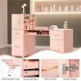 thumbnail image 3 of UBesGoo 20"W Salon Nail Desk Manicure Table with Wrist Cushion Drawers Storage Tempered Glass Pink, 3 of 10