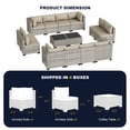 thumbnail image 6 of 14-Piece Outdoor Patio Furniture Set, PE Wicker Rattan Sectional Sofa Conversation Set with Tempered Glass Table & Thick Cushions - All-Weather Garden, Backyard Furniture,Beige, 6 of 7