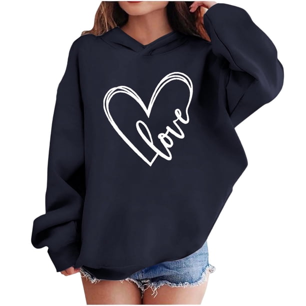Sudadera con capucha y estampado de corazón de San Valentín, sudadera de manga larga para niños y niñas, chaqueta para niñas de talla mediana y grande.