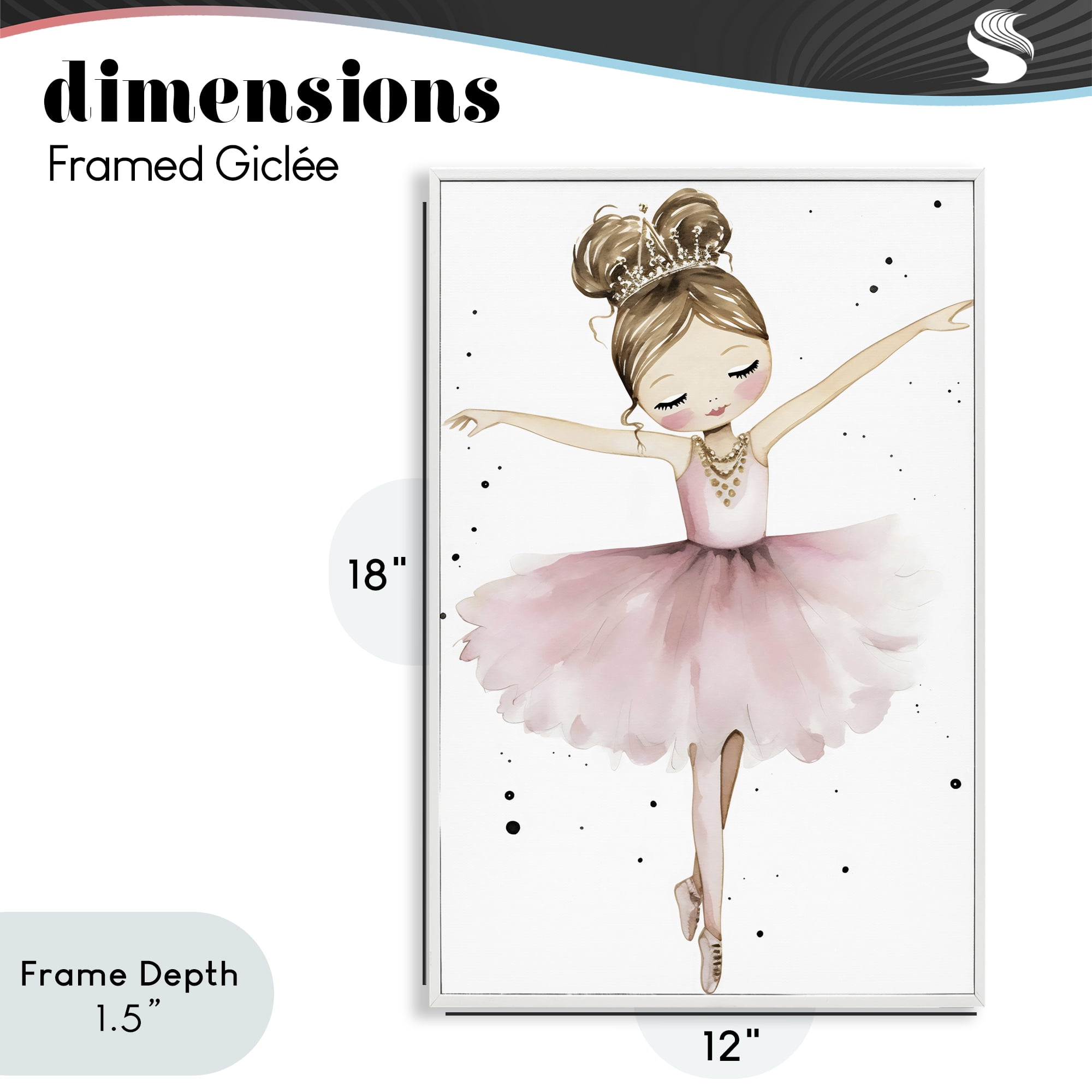 Stupell Industries Pointe Princess in Pink Tutu White Framed Giclee Art, design by Creative Studio
