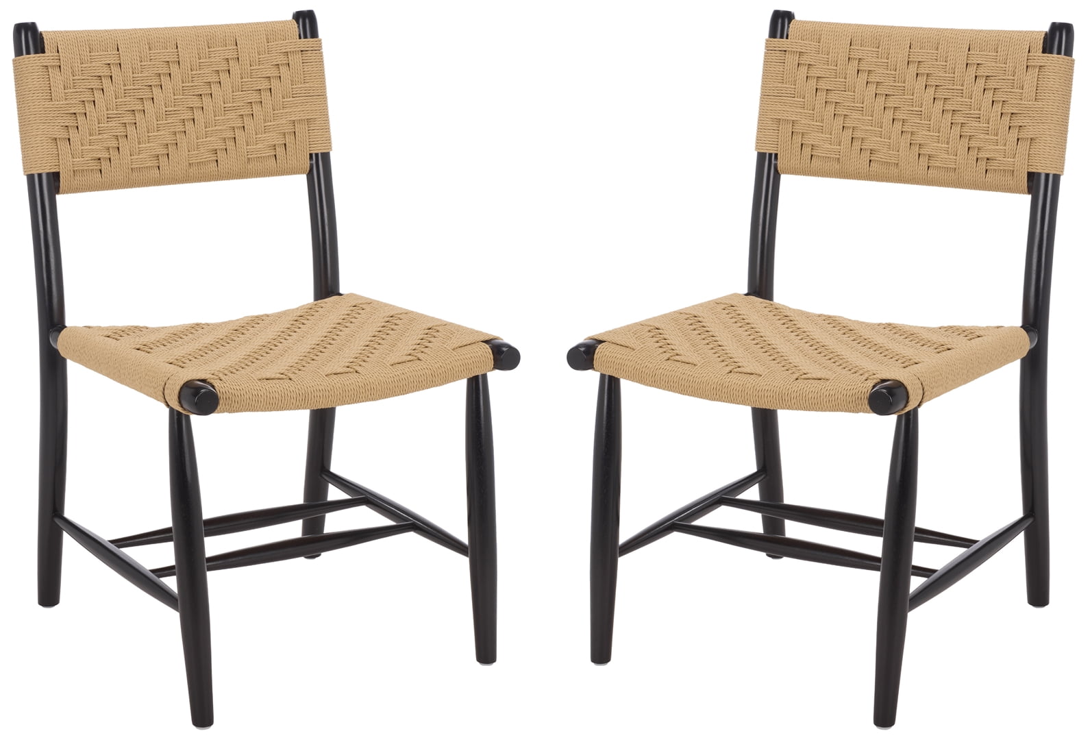 Safavieh Amiri Wood Dining Chairs, Black/Natural (Set of 2)