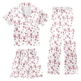 thumbnail image 2 of WhouRiu Girls Cartoon Graphic Pajamas Short Sleeve Flat Collar Button Up Shirts Shorts And Pants Pajama Set 3 Piece Kids Cozy Cute Sleepwear,6-7 Years, 2 of 6
