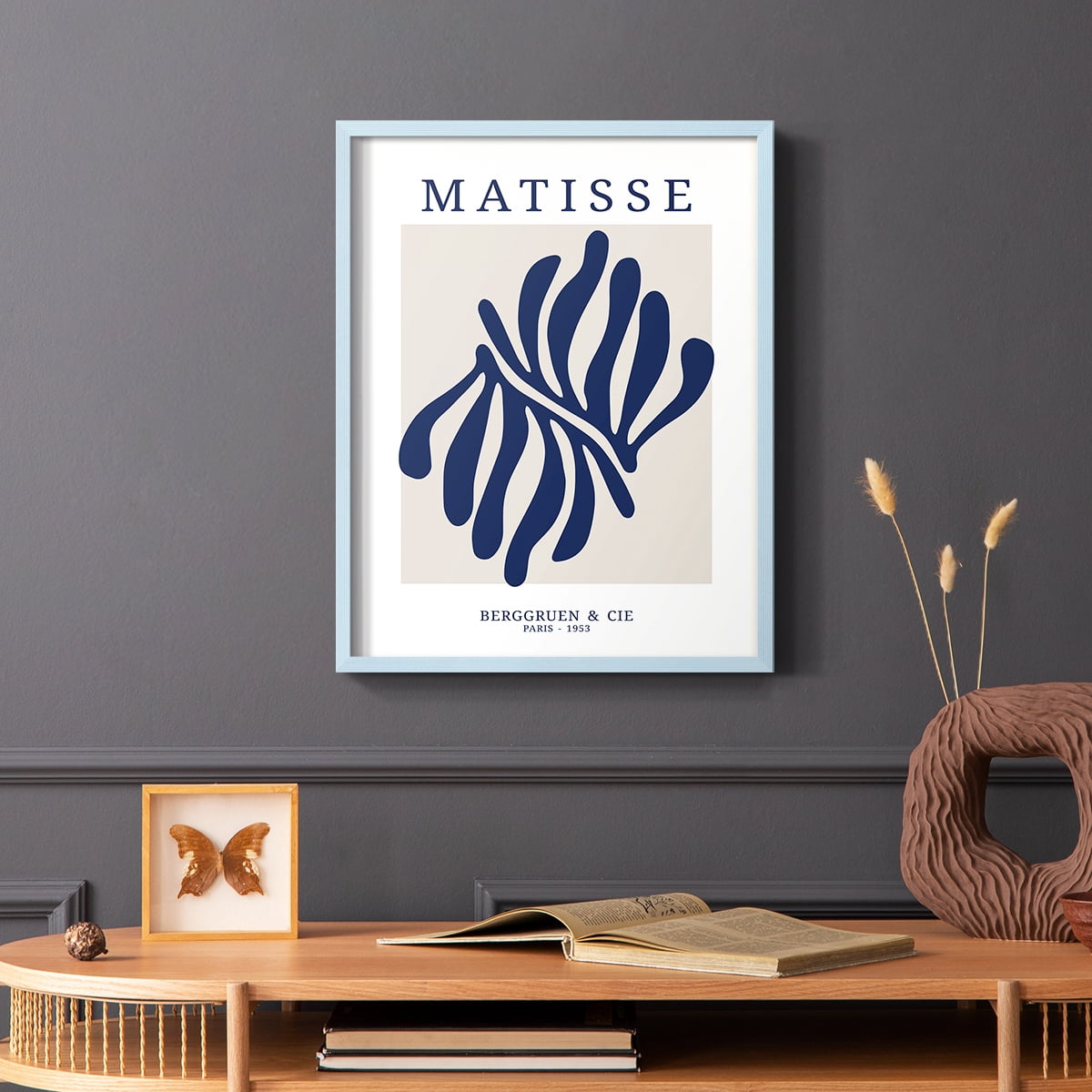 Matisse CDXII in Blue Solid Wood Framed Print No Nail Hanging