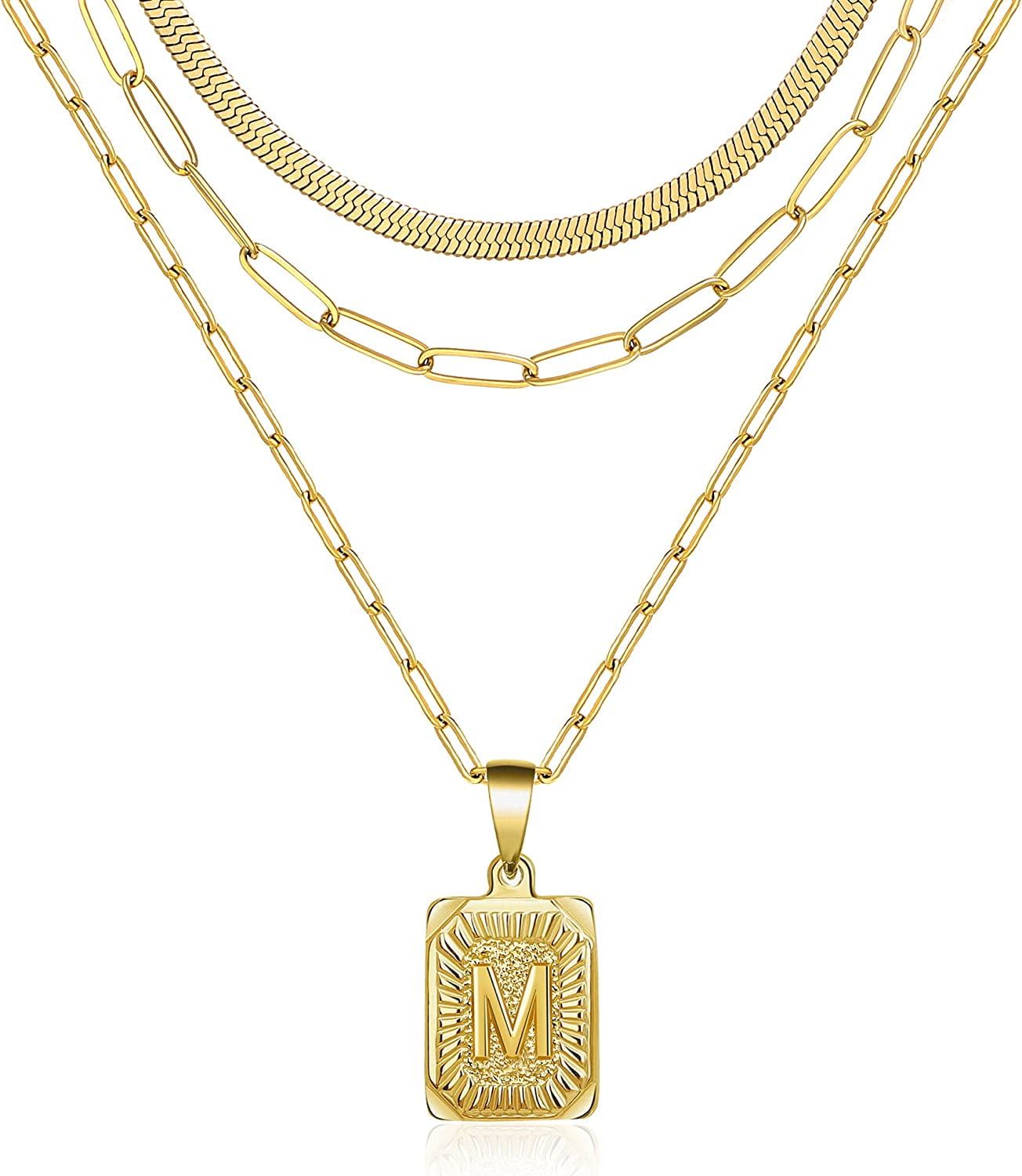 Gold Vermeil Heart Necklace with Initials - Paperclip Chain - Talisa