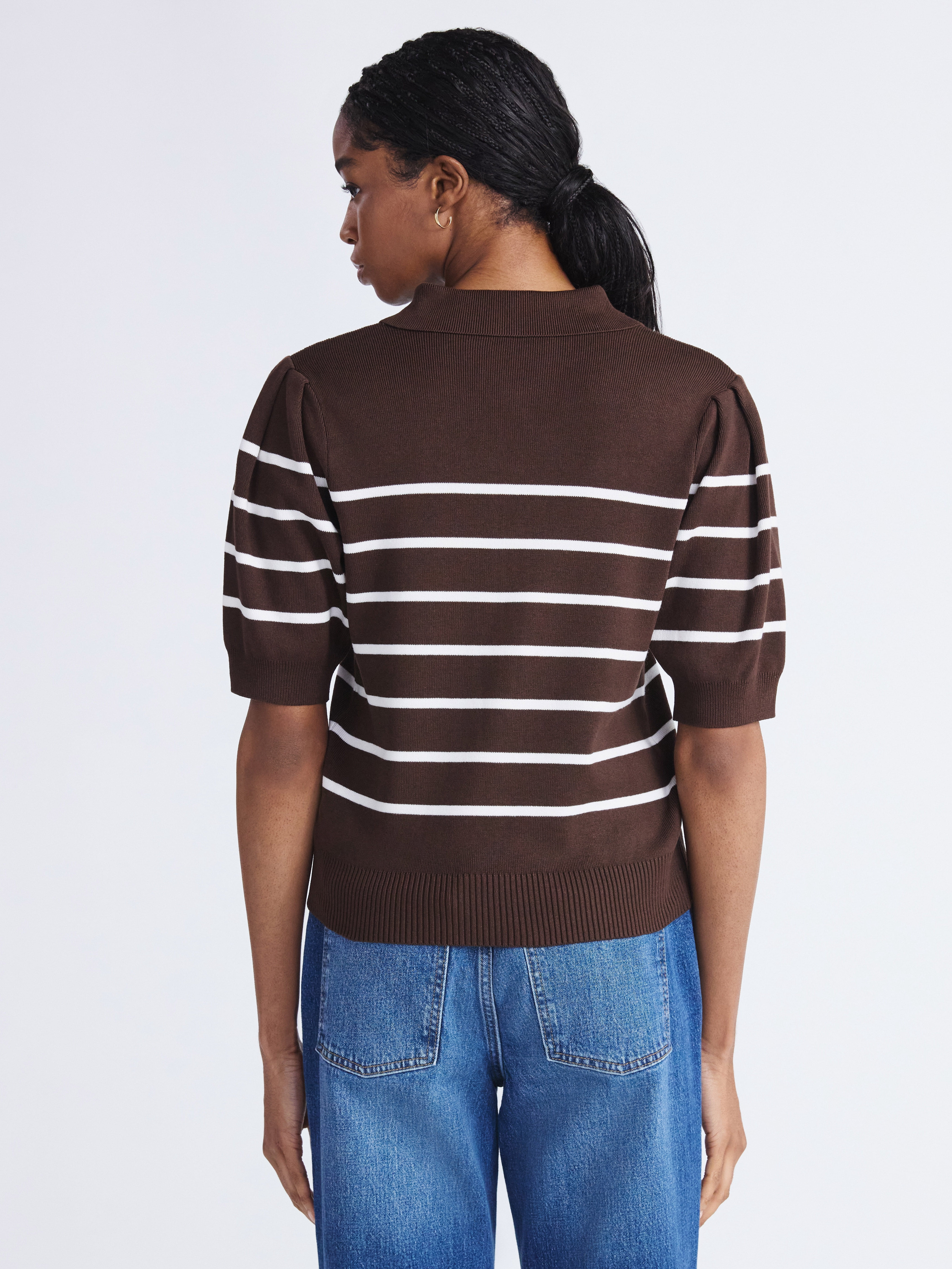 Free Assembly Women's and Women's Plus Collared Sweater Tee with Puff Sleeves, Lightweight, Sizes XS-4X