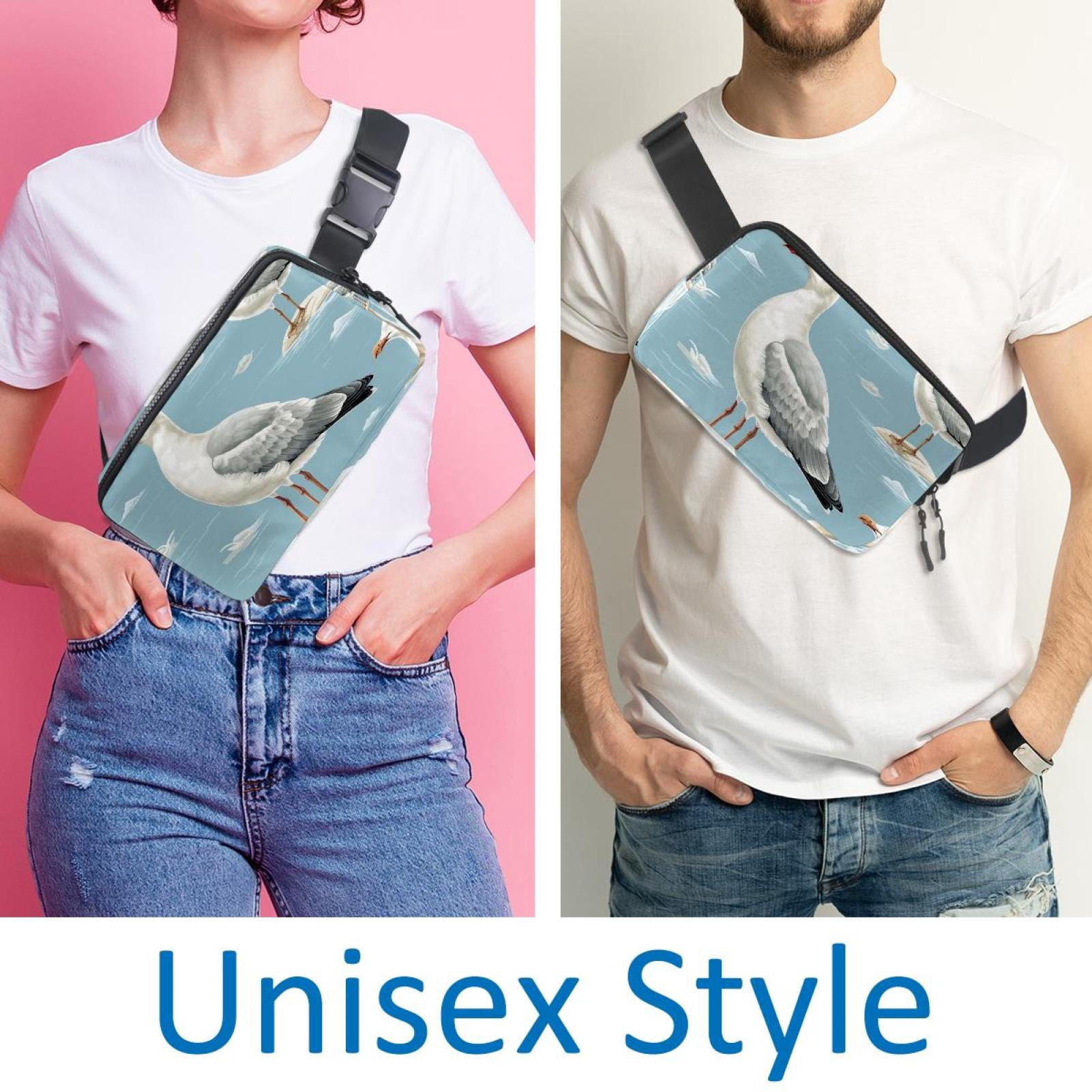 Seagull Adjustable Lightweight Waist Bag Fanny Pack Crossbody Bag with Extension Strap Unisex