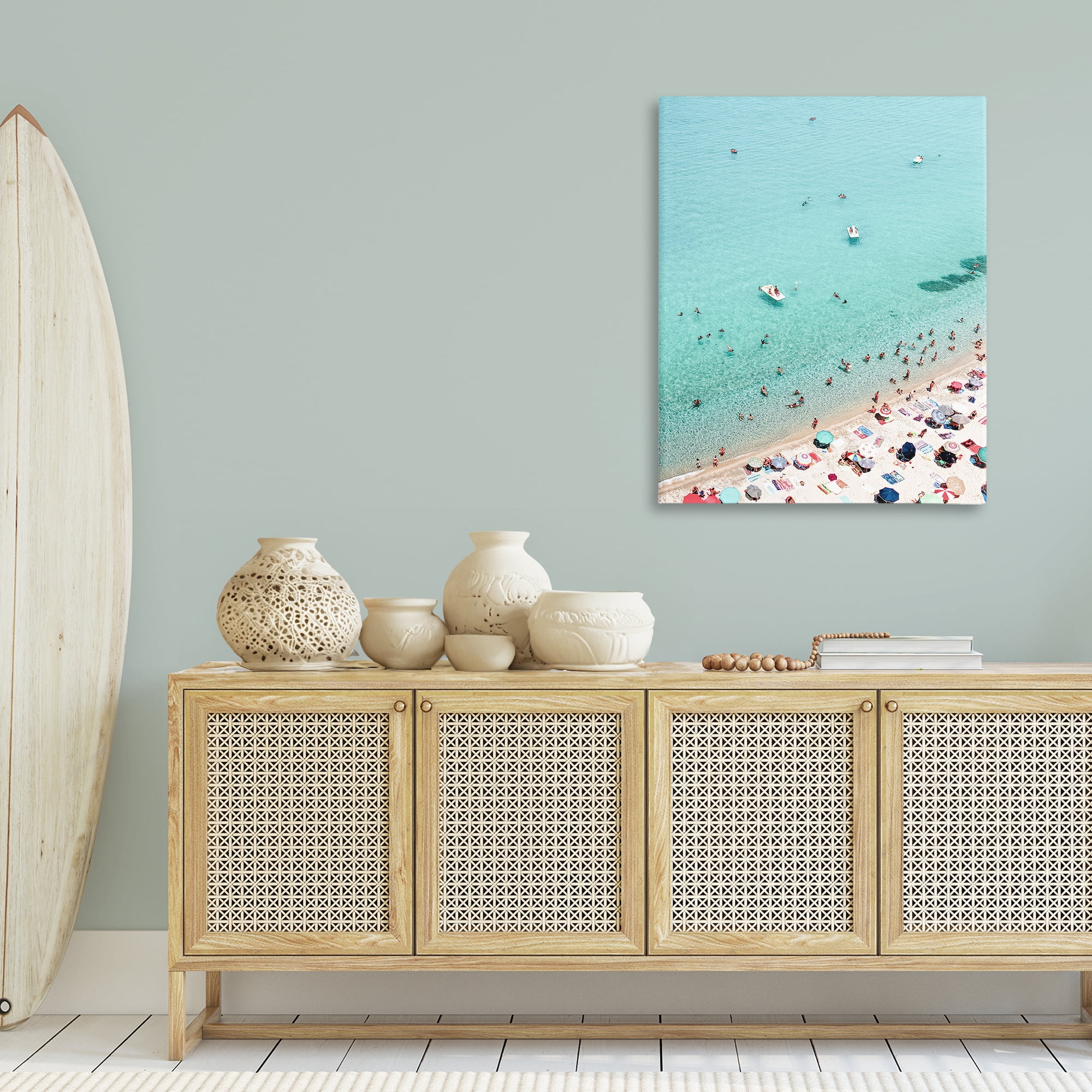 Stupell Industries Busy Beach View Nautical & Beach Photography Wrapped Canvas Art Print Wall Art, 30 x 40
