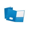 Oxford Twin-Pocket Folder, Embossed Leather Grain Paper, 0.5" Capacity, 11 x 8.5, Light Blue, 25/Box