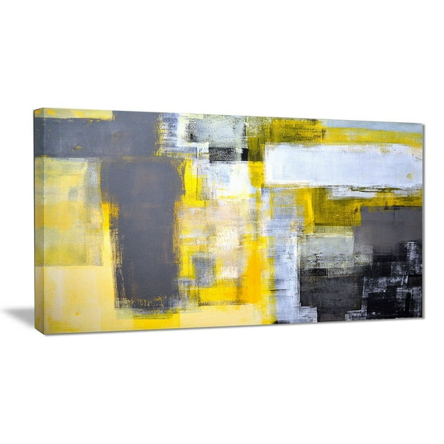 Tableau à toile imprimée Design Art Gris et jaune abstrait flou