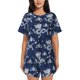 thumbnail image 1 of Balery Dragon Conjunto de Pijama para Mujer con Estampado, Dos Piezas de Manga Corta y Shorts, Ropa de Dormir Suave con Cuello Redondo y Bolsillos-Small, 1 of 6