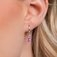thumbnail image 4 of Gem Stone King 925 Sterling Silver Pink Moissanite Dangle Dangling Earrings for Women (2.00 Cttw, Gemstone Birthstone, Emerald Cut 7X5MM), 4 of 5