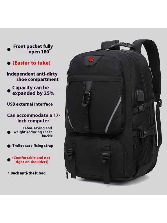 Super Large Capacity Men's Backpack Advanced Sense,028Black 80L