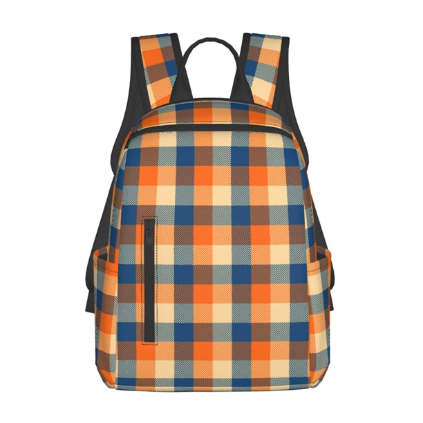 Disketp Warm Orange Plaid Mochila Ligera e Impermeable, Mochila de Día Resistente para Viajes, Senderismo y Uso Diario para Hombre y Mujer
