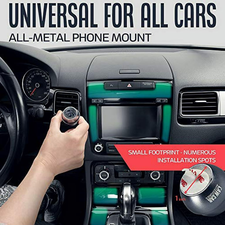 Universal Car Phone Mount Magnetic - All-Metal iPhone Car Mount for Any  Smartphone or GPS - Truly One-Handed Cell Phone Holder for Car Dashboard :  : Electronics