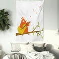 thumbnail image 4 of Music Tapestry, Singing Orange Bird Plays the Guitar on a Branch Cartoonish Illustration, Wall Hanging for Bedroom Living Room Dorm Decor, 60W X 80L Inches, White and Multicolor, by Ambesonne, 4 of 5
