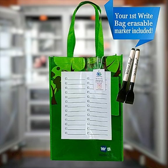 Write Bag-Reusable Grocery Bags-Write on-Erasable Marker Included-Shopping Bags-30lb Large- Unisex