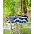 thumbnail image 3 of nqOlkjepod Navy Blue White Outdoor Tablecloth with Umbrella Hole & Zipper, Abstract Waves Water Ripple Striped Round Table Cover 54 Inch, Dining Waterproof Table Cloth Protector for Patio/Party, 3 of 7