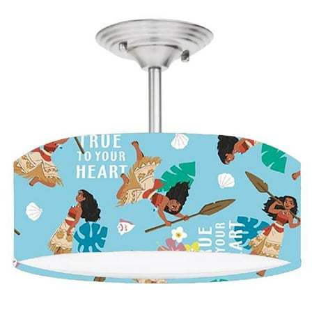 888 Cool Fans DR-0001055 Moana 2-Light Brushed Nickel Drum Style LED Lamp Fixture