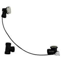 Westbrass 35" Cable Drive Bathtub Pop-Up Drain Trim with Rotary Overflow Knob and Sch. 40 ABS Fittings, Satin Nickel