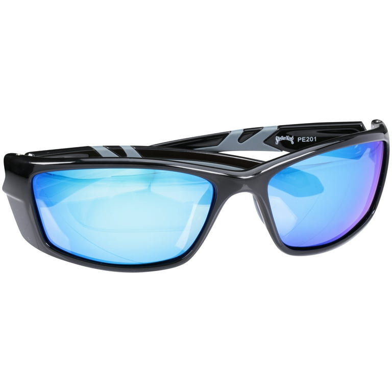 Strike King Pro Performance Elite Polarized Sunglasses Black Frame with  Blue Mirror Lens Full Rim Frame, Male and Female, Adult 