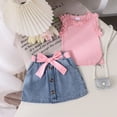 thumbnail image 4 of kaprioy Toddler Girl Clothes Toddler Baby Girl Summer Outfit 9 12 18 24 Months 2T 3T 4T Round Neck Lace Sleeve Tank Top and Skirt 2 Pcs Clothes Set, 4 of 6