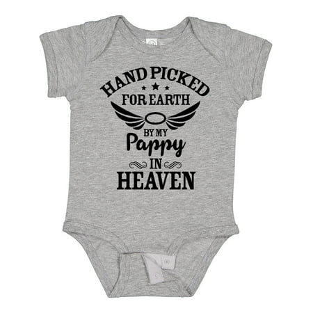 

Inktastic Handpicked for Earth by My Pappy in Heaven with Angel Wings Boys or Girls Baby Bodysuit