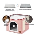 thumbnail image 3 of Cama para gatos Bedsure Cat Cave para gatos de interior con almohadilla para rascar, rosa, 3 of 6