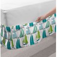 thumbnail image 2 of Nautical Bed Skirt, Sailing Boats on the Ocean Surfing Coastal Theme Marine Life Colorful Maritime, Elastic Bedskirt Dust Ruffle Wrap Around for Bedding Decor, 4 Sizes, Multicolor, by Ambesonne, 2 of 2