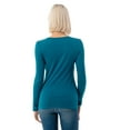 thumbnail image 3 of Simply Fashion Basic V Neck Long Sleeve T-Shirts - Stretch Cotton SpandexTEAL,XLARGE, 3 of 5