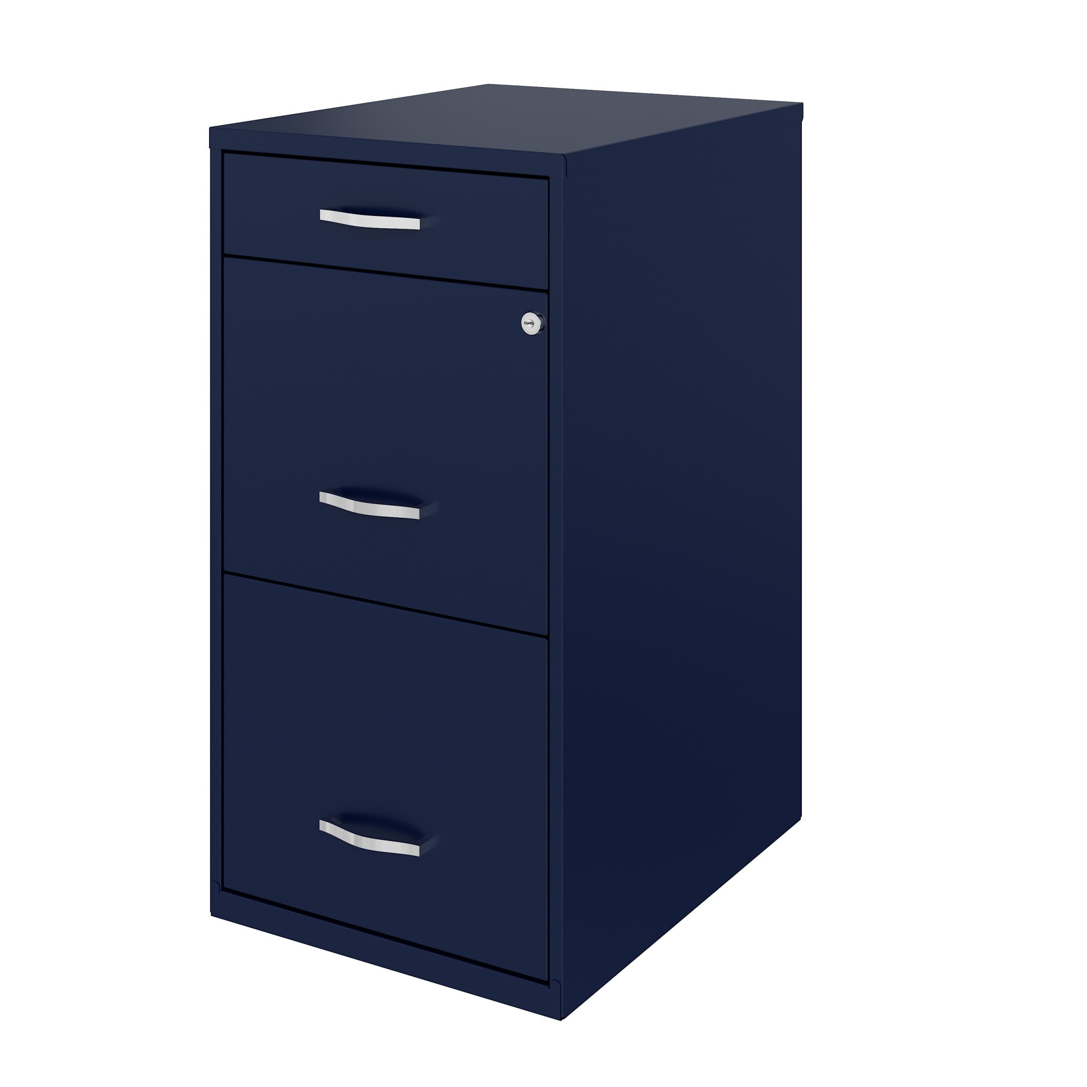 Space Solutions 3 Drawer Letter Width Vertical File Cabinet with Pencil Drawer, Navy
