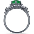 thumbnail image 6 of Round Beaded Marquise Style Green Emerald Cubic Zirconia Black Tone 925 Sterling Silver, Size 7, 6 of 7