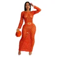 thumbnail image 3 of Vestido playero sexy de punto de crochet con lentejuelas para mujer, vestido largo ajustado de verano transparente para cubrirse, vestidos de fiesta para discotecas y vacaciones, 3 of 5